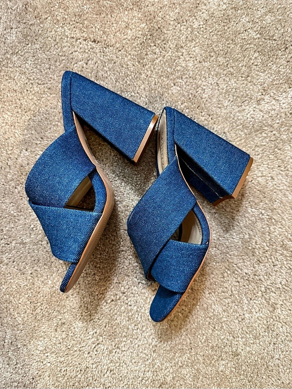 Schutz Callie Blue Denim Block Heel Sandal Blue US 8 - Picture 6 of 8